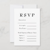 黒エレガント白タイムレス結婚ズ 出欠カード (正面)