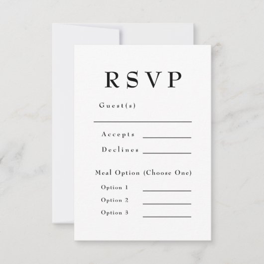 黒エレガント白タイムレス結婚ズ 出欠カード (正面)