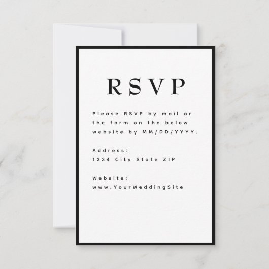 黒エレガント白タイムレス結婚ズ 出欠カード (裏面)