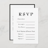 黒エレガント白タイムレス結婚ズ 出欠カード (正面/裏面)