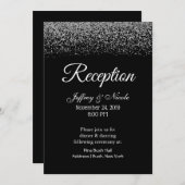 黒エレガント白ダイヤモンドウェディングレセプション 招待状 (正面/裏面)