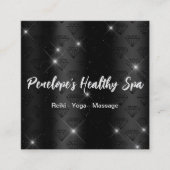 黒エレガント白ダイヤモンドスクエアビジネス スクエア名刺 (正面)