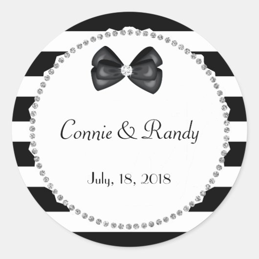 黒エレガント白ダイヤ結婚モンド ラウンドシール (正面)