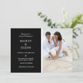 黒エレガント白ダマスクウェディング招待状 招待状 (スタンド正面)