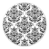 黒エレガント白ダマスクフローラボーホパターン セラミックノブ (正面)