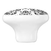 黒エレガント白ダマスクフローラボーホパターン セラミックノブ (側面)