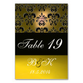 黒エレガント白ダマスクモノグラム テーブルナンバー (裏面)