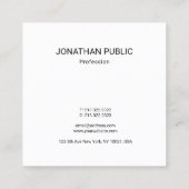 黒エレガント白テンプレートモダンBWデザイン スクエア名刺 (裏面)