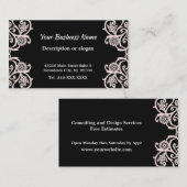 黒エレガント白デコ花名刺 名刺 (正面/裏面)