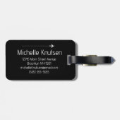 黒エレガント白トラベル世界地図，飛行機 ラゲッジタグ (裏面横)