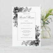 黒エレガント白トワールフローラブライダルシャワー 招待状 (スタンド正面)