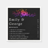 黒エレガント白ネオン葉秋の結婚式 スタンダードカクテルナプキン (正面)