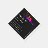 黒エレガント白ネオン葉秋の結婚式 スタンダードカクテルナプキン (角)