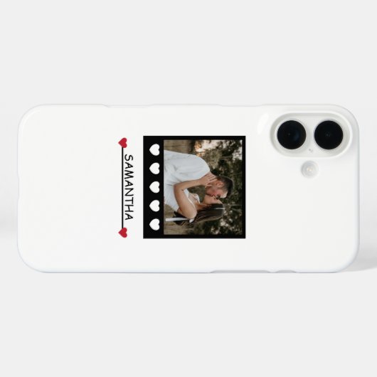 黒エレガント白ハートパーソナライズされたモダン Case-Mate iPhoneケース (裏面 (横))