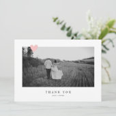 黒エレガント白ハート写結婚真 サンキューカード (スタンド正面)