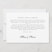 黒エレガント白ハート写結婚真 サンキューカード (裏面)