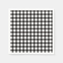 黒エレガント白バッファロープレイドホリデー スタンダードカクテルナプキン