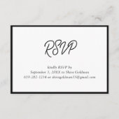 黒エレガント白バルミツワー写真RSVPカード エンクロージャーカード (正面)