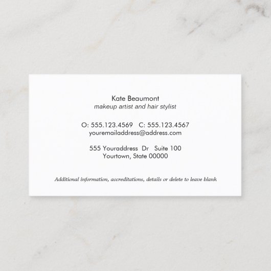 黒エレガント白ピンクプラストライプのーク美しい 名刺 (裏面)