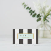 黒エレガント白ファッションブストライプティック 名刺 (スタンド正面)