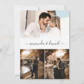 黒エレガント白フォトオーバーレイ結婚ズ 招待状 (裏面)