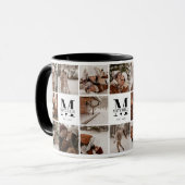 黒エレガント白フォトコラージュ数々のキープサケ マグカップ (正面左)