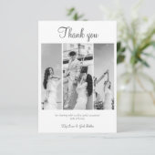 黒エレガント白フォトコラージュ結婚ズ サンキューカード (スタンド正面)