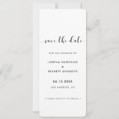 黒エレガント白フォトストリップ日付を保存 案内状 (裏面)