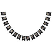 黒エレガント白フォト卒業キャップ、ディプロマ バンティングフラッグ (全)