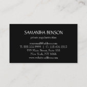 黒エレガント白フラワーロゴヨガビジネスCa 名刺 (裏面)