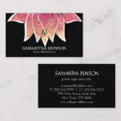 黒エレガント白フラワーロゴヨガビジネスCa 名刺 (正面/裏面)