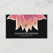 黒エレガント白フラワーロゴヨガビジネスCa 名刺 (正面)