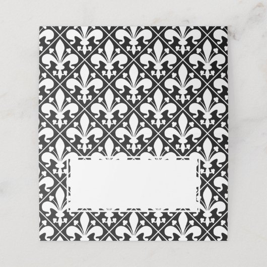 黒エレガント白フルーアデリスのディナーテーブル プレイスカード (外部開封)