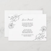 黒エレガント白フローラゲスト詳細 エンクロージャーカード (正面/裏面)