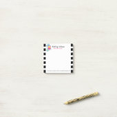 黒エレガント白フローラストライプブーケ ポストイット (デスク上)