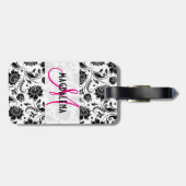 黒エレガント白フローラダマスク2モノグラーム ラゲッジタグ (裏面横)