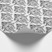 黒エレガント白フローラダマ華美スク ラッピングペーパー (コーナー)