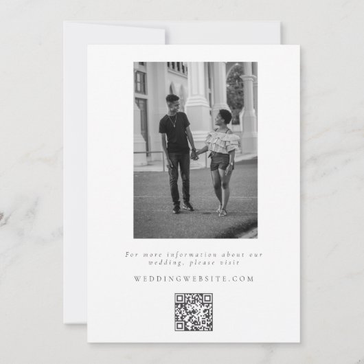 黒エレガント白フローラトイル結婚写真 セーブザデート (裏面)