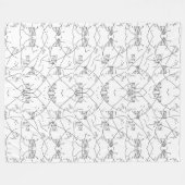 黒エレガント白フローラフリースブランケット フリースブランケット (正面(横))