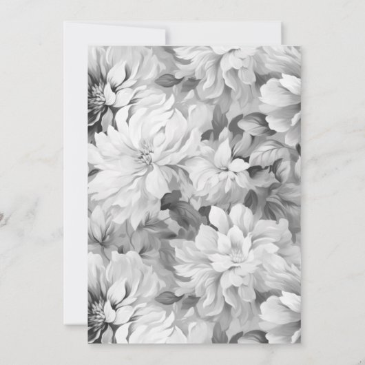 黒エレガント白フローラブライダルシャワー 招待状 (裏面)