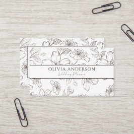 黒エレガント白フローララモダンインアート 名刺