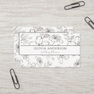 黒エレガント白フローララモダンインアート 名刺