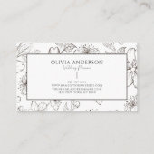 黒エレガント白フローララモダンインアート 名刺 (裏面)