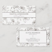 黒エレガント白フローララモダンインアート 名刺 (正面/裏面)