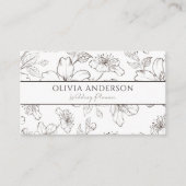 黒エレガント白フローララモダンインアート 名刺 (正面)