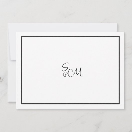 黒エレガント白フローラレースありがとう 招待状 (裏面)