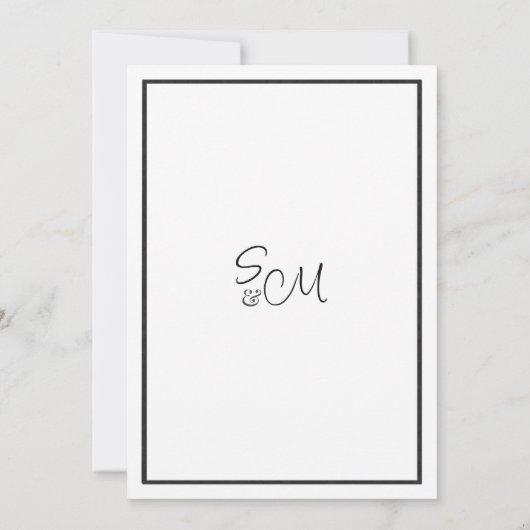 黒エレガント白フローラレース日付を保存 招待状 (裏面)