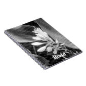 黒エレガント白フローラ写パーソナライズされた真 ノートブック (右側)