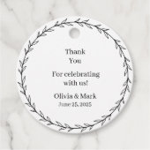 黒エレガント白フローラ結婚 フェイバータグ (正面)