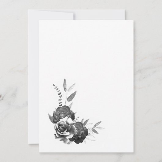 黒エレガント白フローラ結婚 招待状 (裏面)